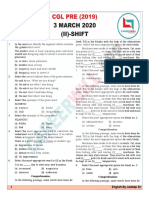 CGL PRE (2019) 3 MARCH 2020 (Ii) - Shift: Comprehension