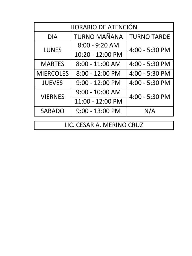 Horario de Atencion PDF