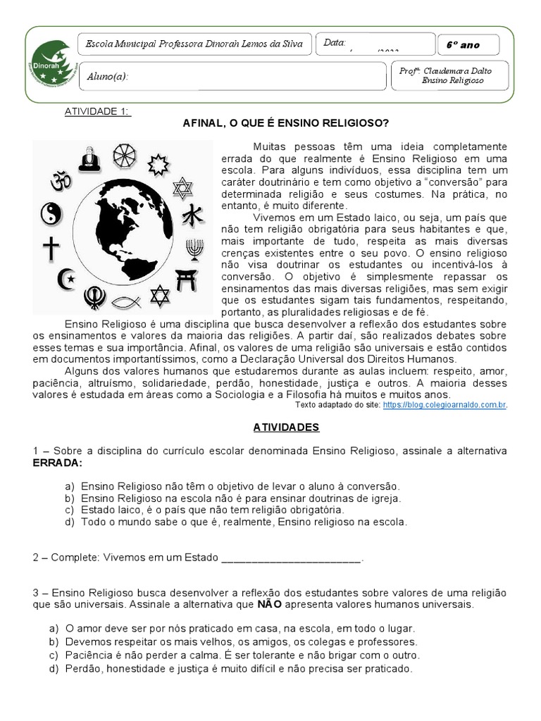 O que é Ensino Religioso na Escola | PDF | Humano | Escolas