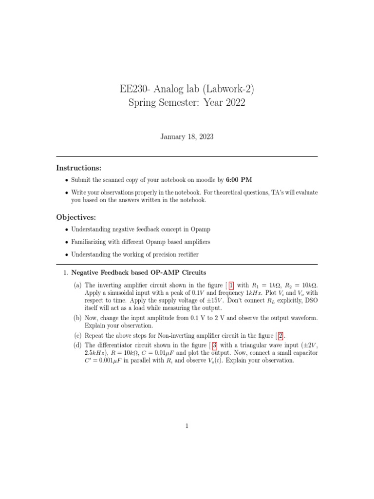 EE230 Analog Lab 2 PDF Rectifier Amplifier