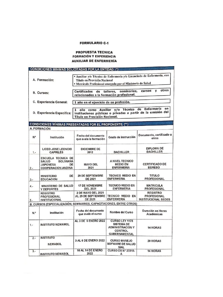 Formulario C1 | PDF