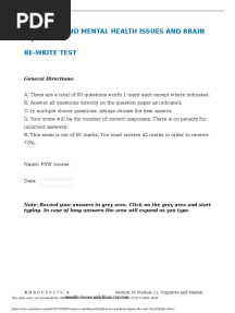 Cognitive and Mental Health Issues and Brain Injuries Re Write Test Fillable 1