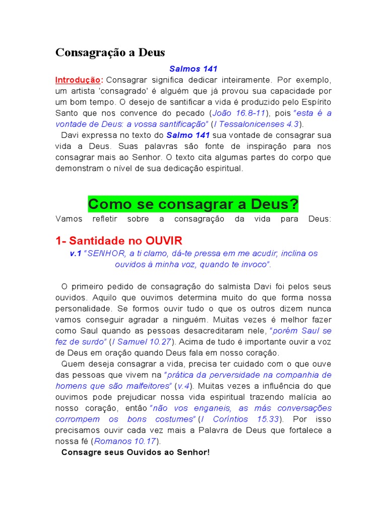 Consagração A Deus Pdf Oração Salmos
