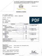 Indian Certificate of Secondary Education (Class X) Results for Achala Varsha M