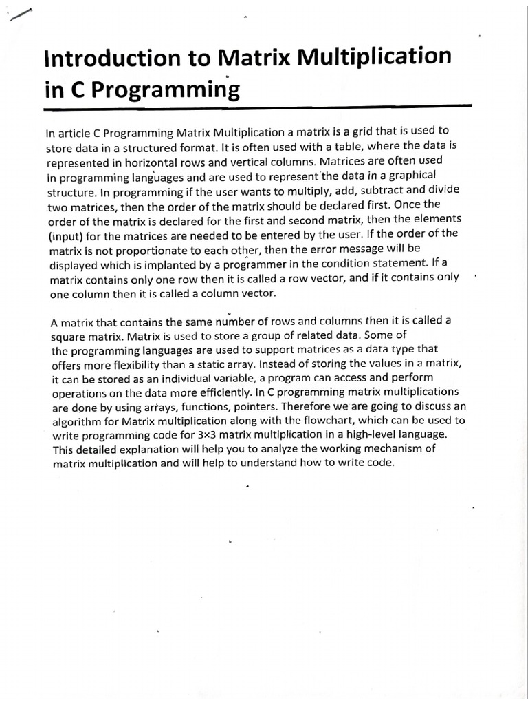 Introduction To Multiplication in C Programming | PDF