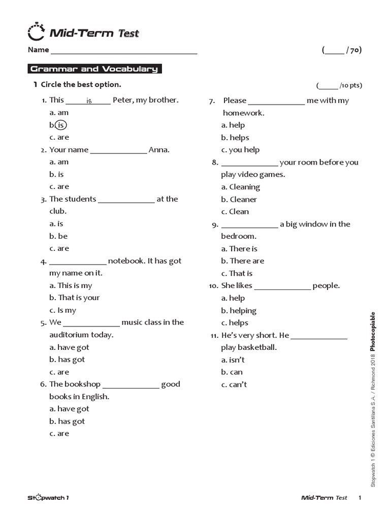 TRM SW1 MidTerm Test PDF