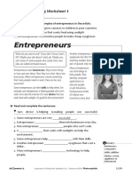 Entrepreneurs: Reading Worksheet