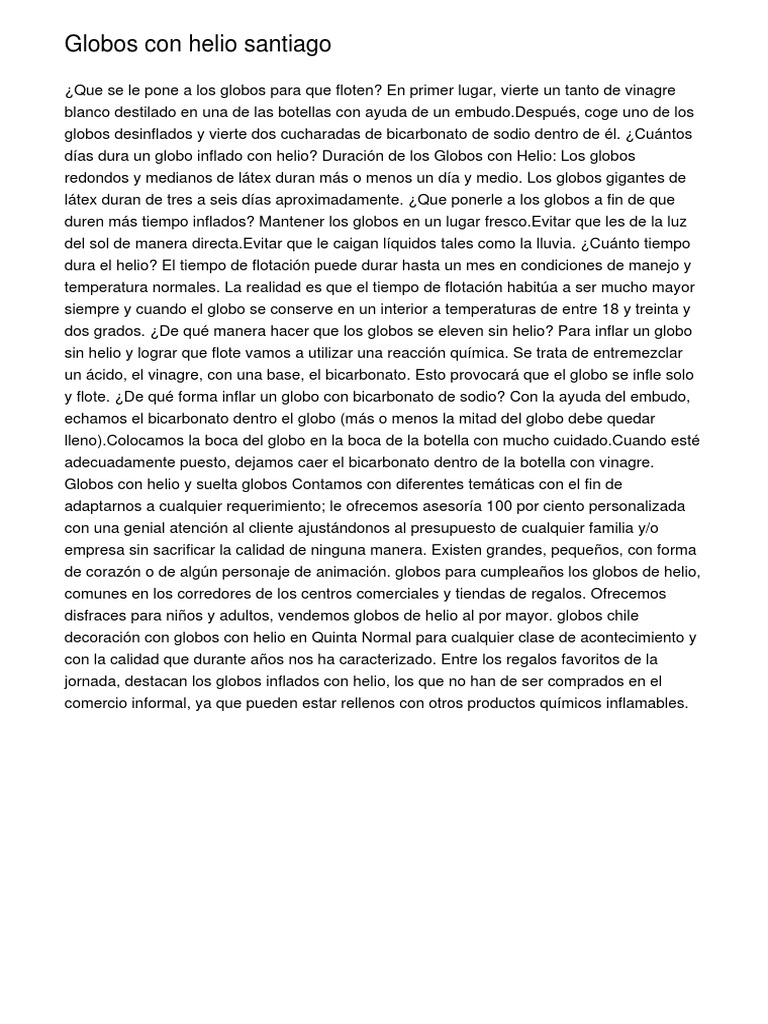 Globos Con Helio Santiagofwtox PDF PDF Helio Química