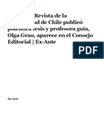 Pedofilia Revista de La Universidad de Chile Publicó Polémica Tesis y Profesora Guía, Olga Grau, Aparece en El Consejo Editorial (28.12.2022)