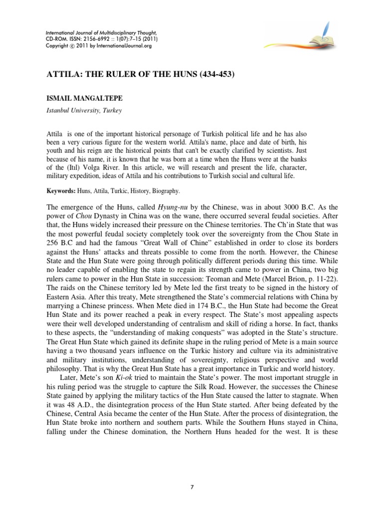 Attila The Ruler of The Huns Article | PDF | Huns | Byzantine Empire
