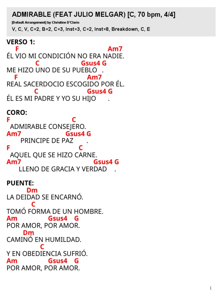 Admirable (Feat Julio Melgar) - C PDF | PDF