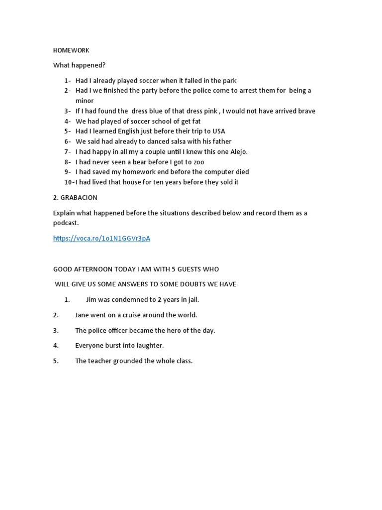 HOMEWORK English 5 | PDF