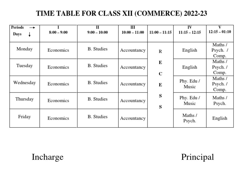 incharge-principal-time-table-for-class-xii-commerce-2022-23-pdf