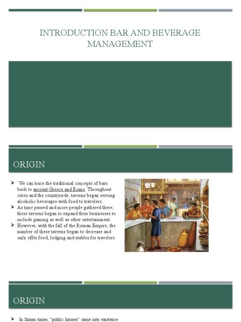 History and Management of Bars | PDF | Bar (Establishment) | Drink