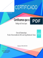 Certificado de Farmacologia para Rodrigo Lopes