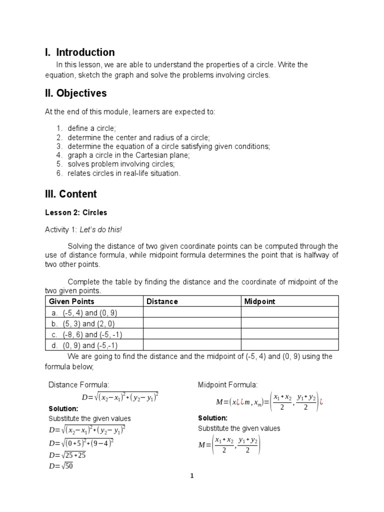 Module 2 Lesson 2 Circles 1 | PDF | Circle | Tangent