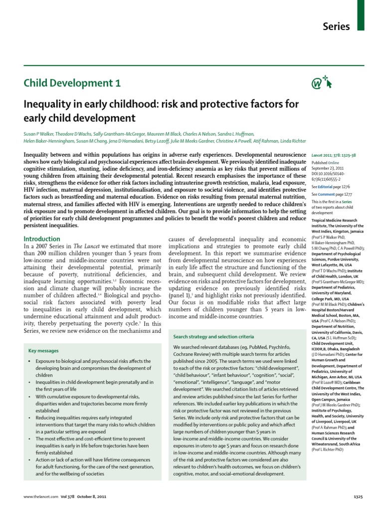 Child Development The Lancet 2011 PDF Child Development
