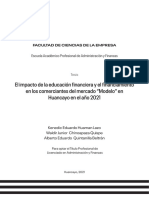 Impacto educación financiera y financiamiento comerciantes mercado Modelo Huancayo 2021