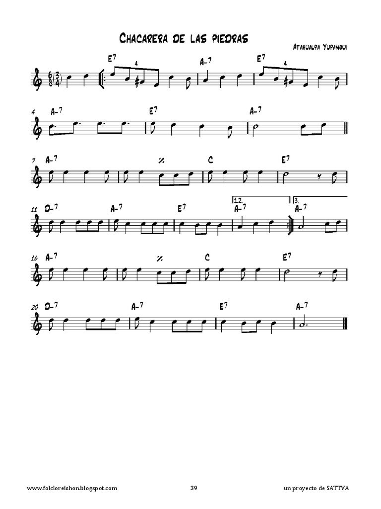 Chacarera de las Piedras: Letra y Acordes | PDF