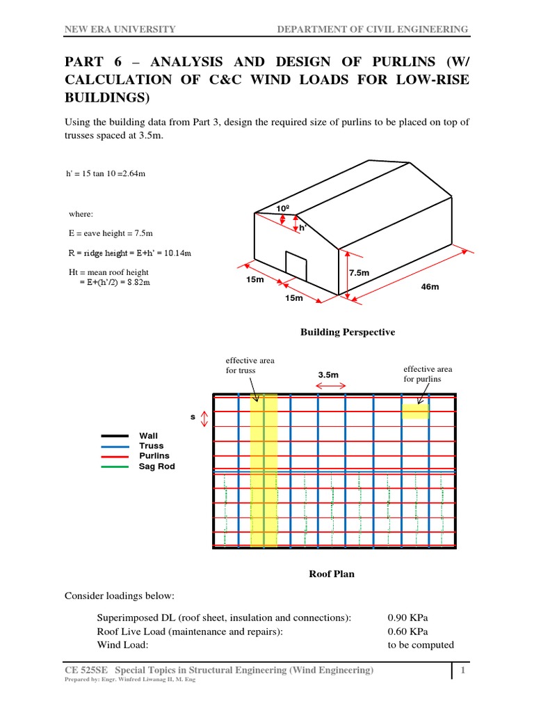 Purlin Design and Wind Load Analysis | PDF