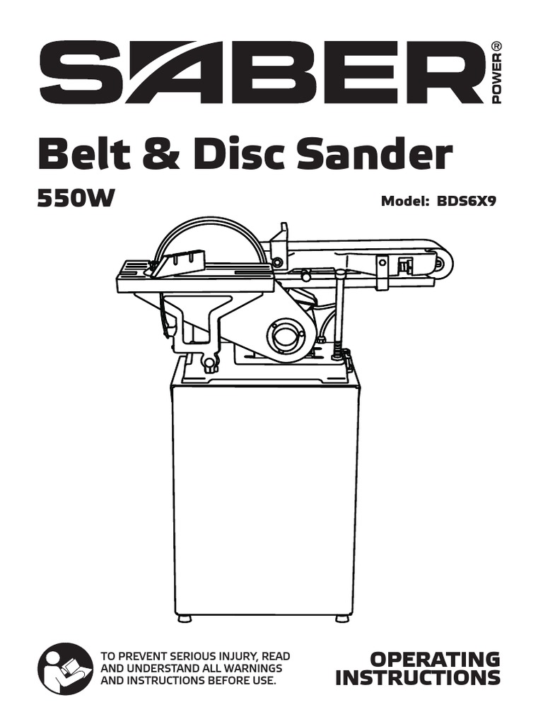 Saber BDS69 100379 Belt Disc Sander BDS69 MANUAL PDF Electrical