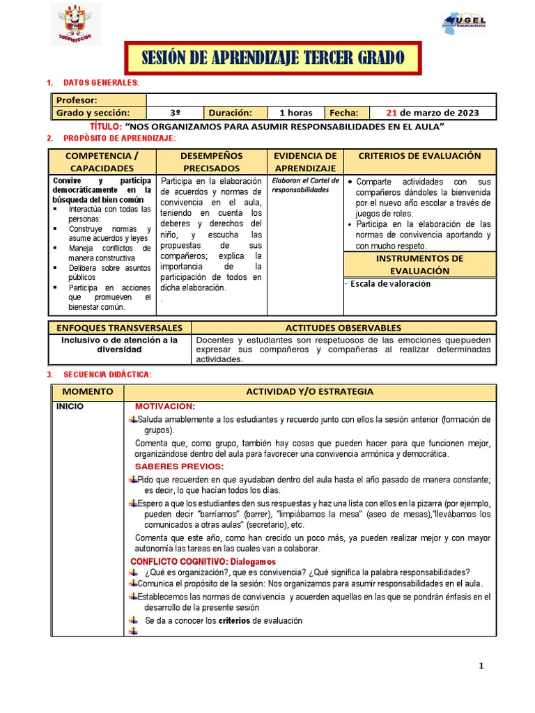 Responsabilidades en el Aula 3º Grado | PDF | Evaluación | Aprendizaje