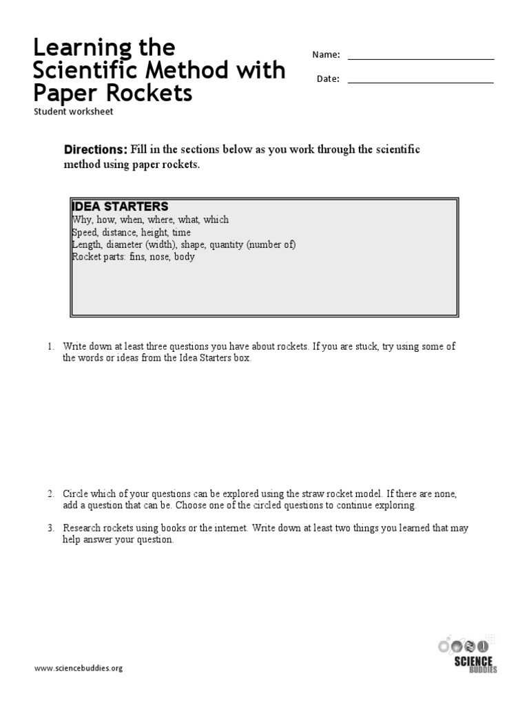 Worksheet-Scientific-Method-Rocket Paper | PDF | Scientific Method ...