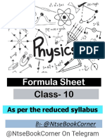 Physics Formula Sheet Class 10 Reduced Syllabus @NtseBookCo