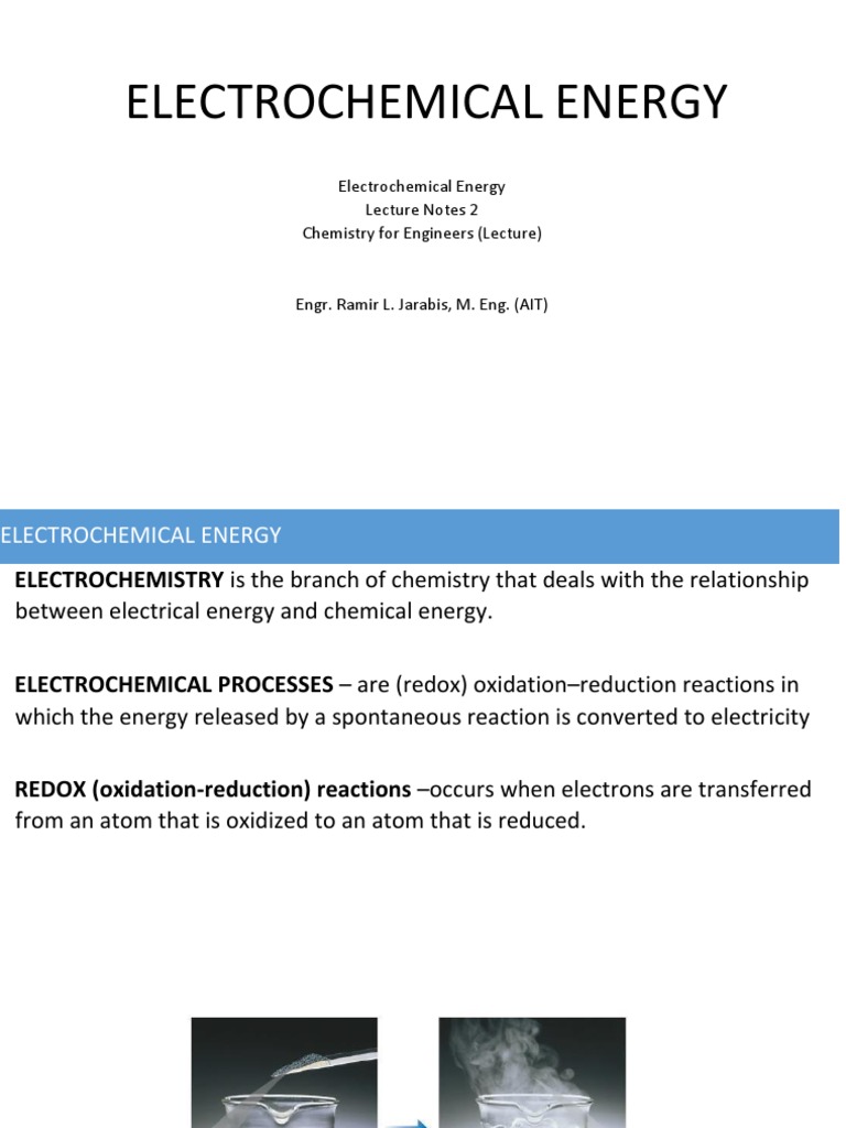 Lecture 2 Energy Electrochemical Energy PDF PDF