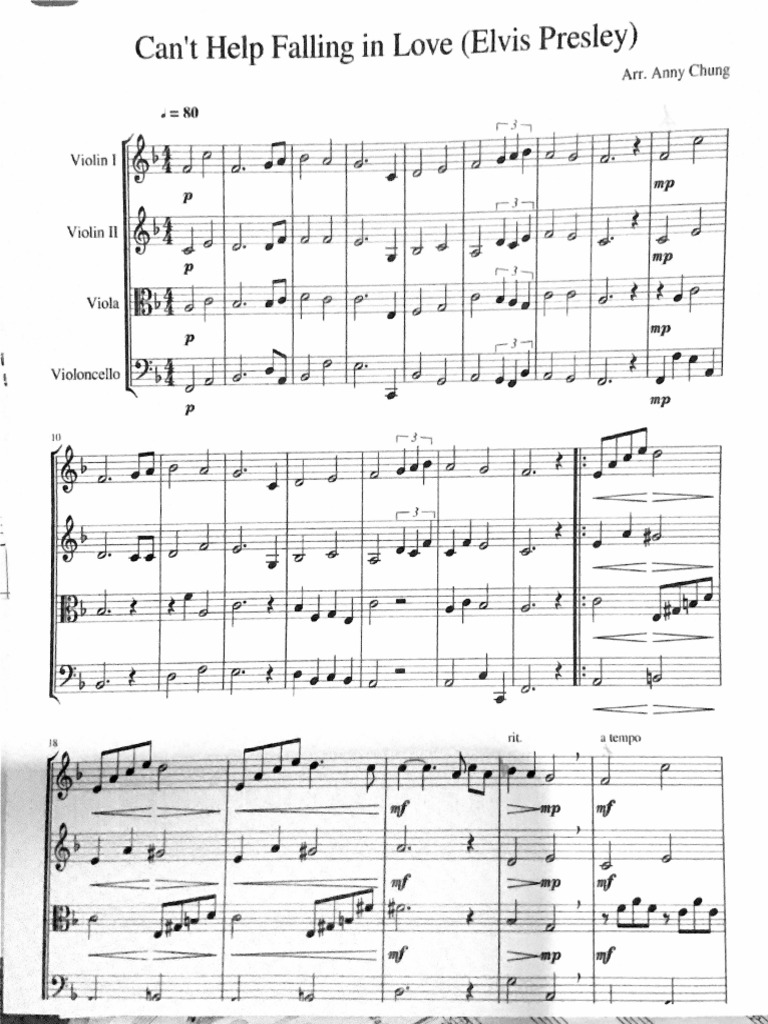 Can T Help Falling in Love Instrumental Violin Vrsion PDF