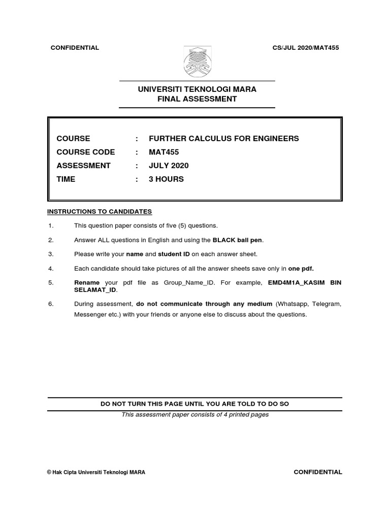 Mat455 - Final Assesment - Shah Alam | PDF | Sphere | Mathematical Analysis