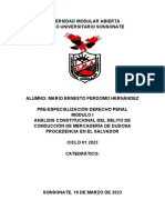 Analisis Constitucional Del Delito de Conduccion de Mercaderia de Dudosa Procedencia - Uma