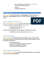 Forms and uses of perfect and perfect continuous tenses