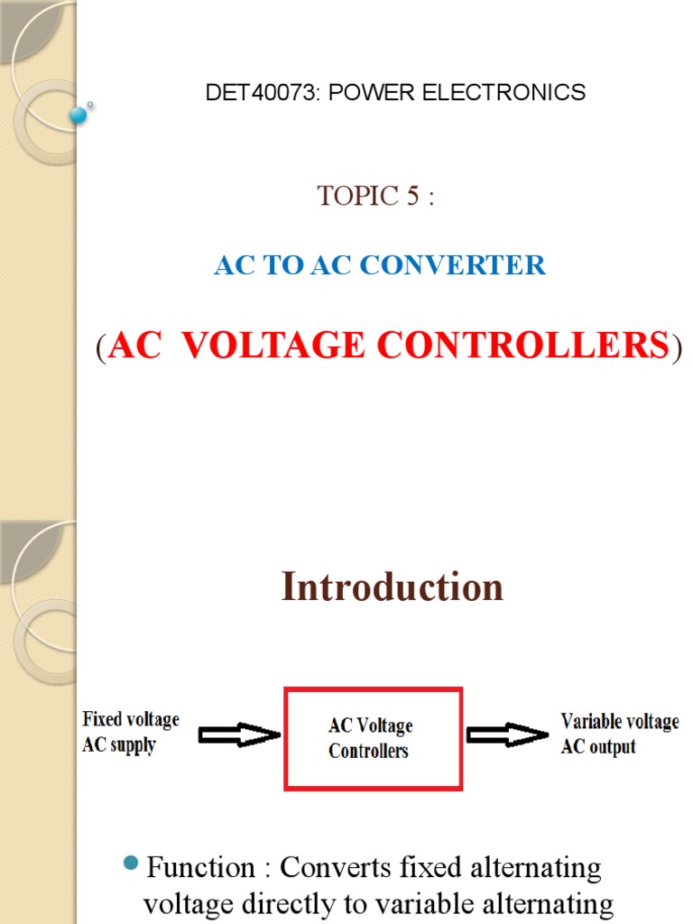 AC to AC Converter: Voltage Control Methods | PDF | Alternating Current ...