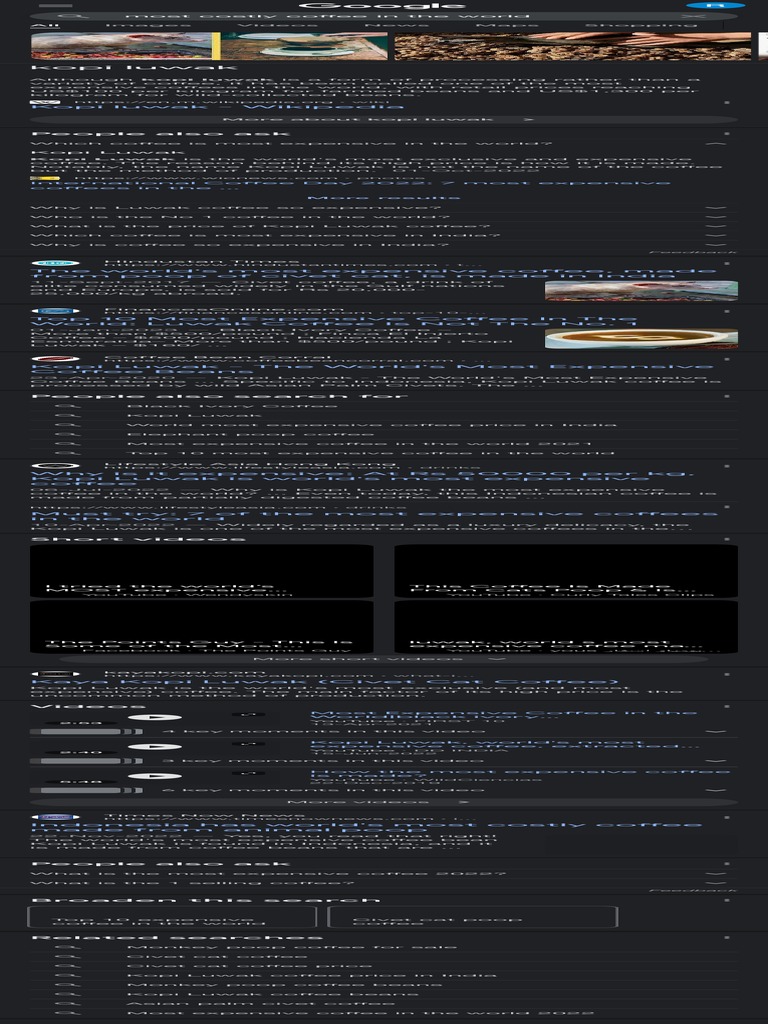 Most Costly Coffee in The World Google Search 2 PDF PDF