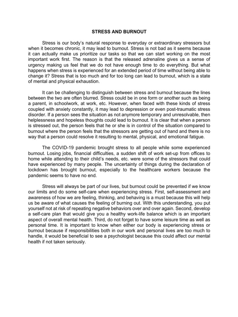 Stress and Burnout | PDF | Occupational Burnout | Stress (Biology)