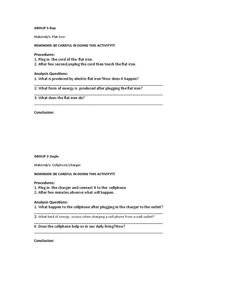 Energy Transformation Activities Guide | PDF