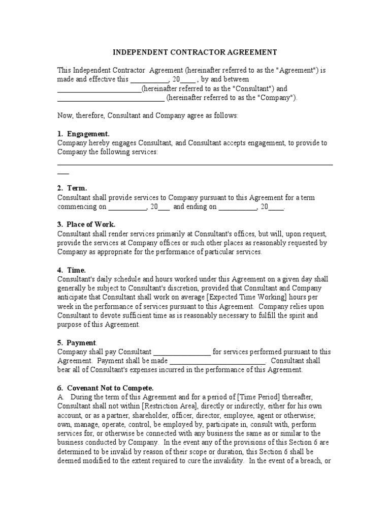 Independent Contractor Agreement PDF Breach Of Contract Employment