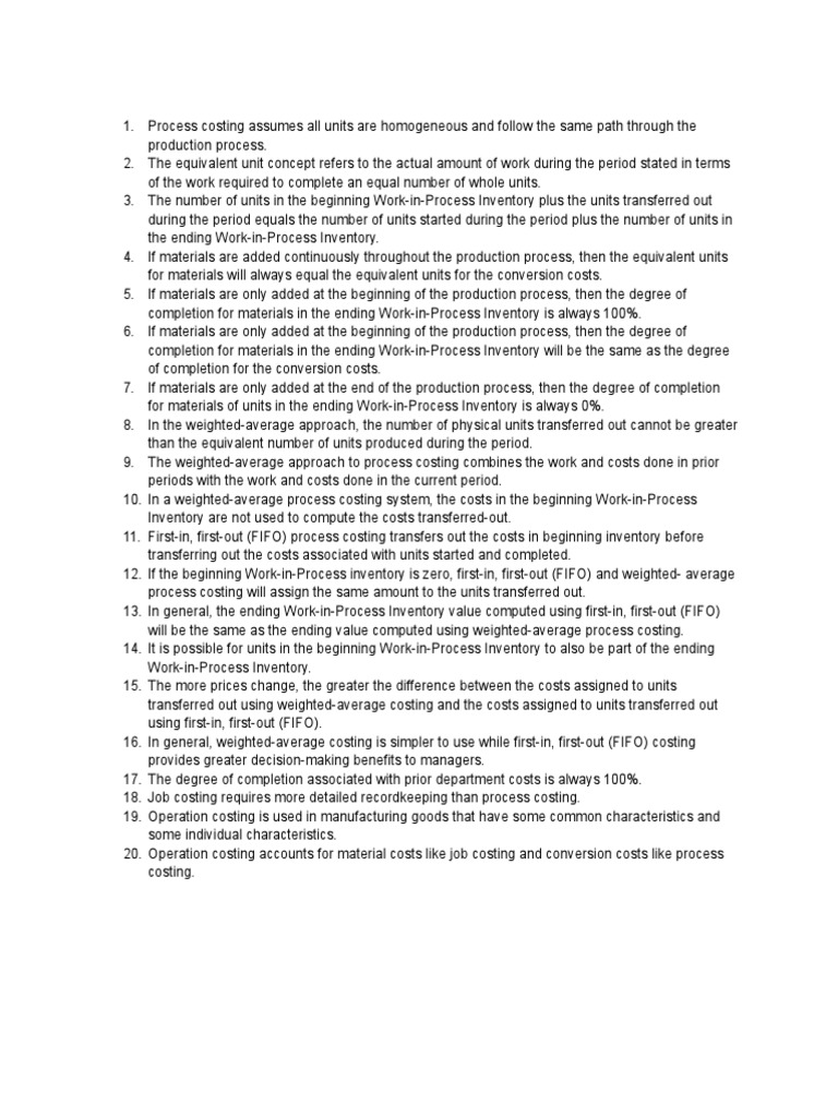 Process Costing Pdf Inventory