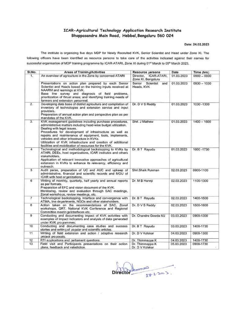 Mdp program schedule pdf