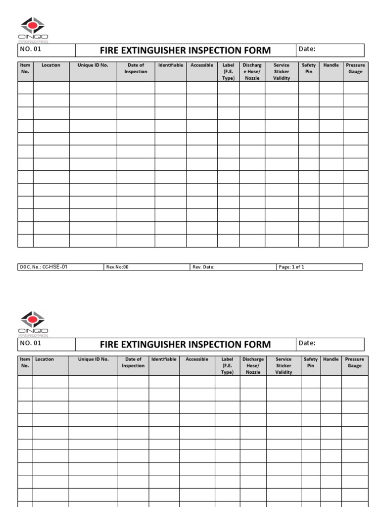 Fire Extinguisher Inspection Checklist | PDF | Equipment | Manufactured ...