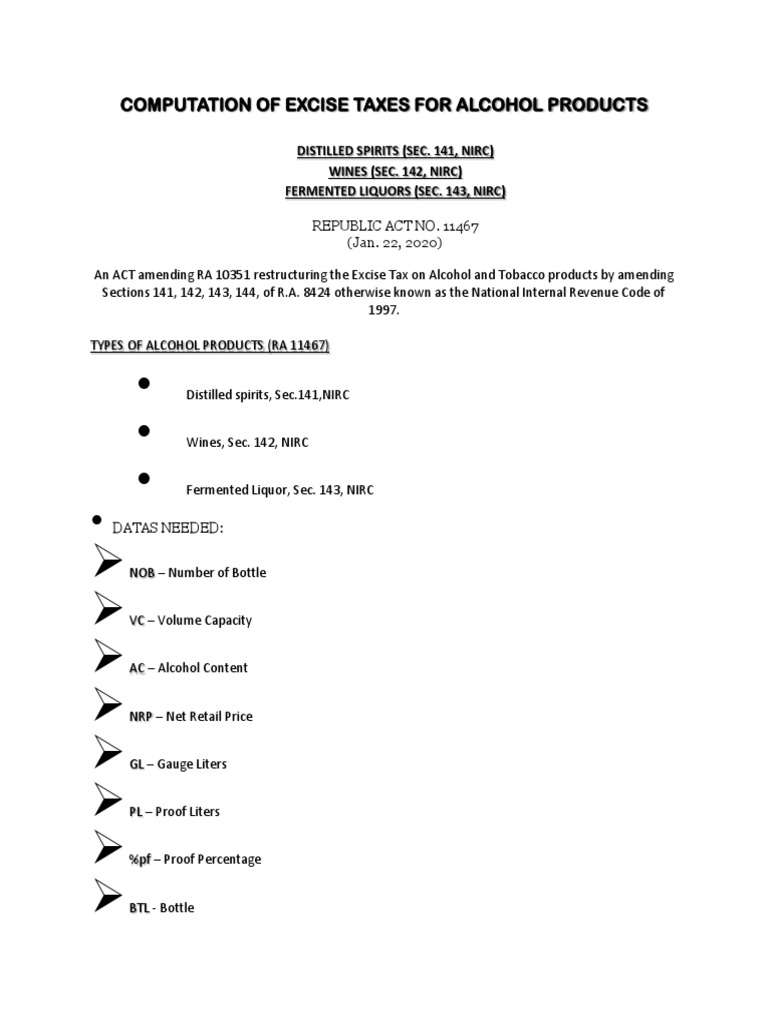 ra 10351 excise tax on alcohol and tobacco products Rates Overview (RA & TRAIN Law) House gives 3rd reading okay