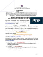 Métodos numéricos para sistemas de equações lineares