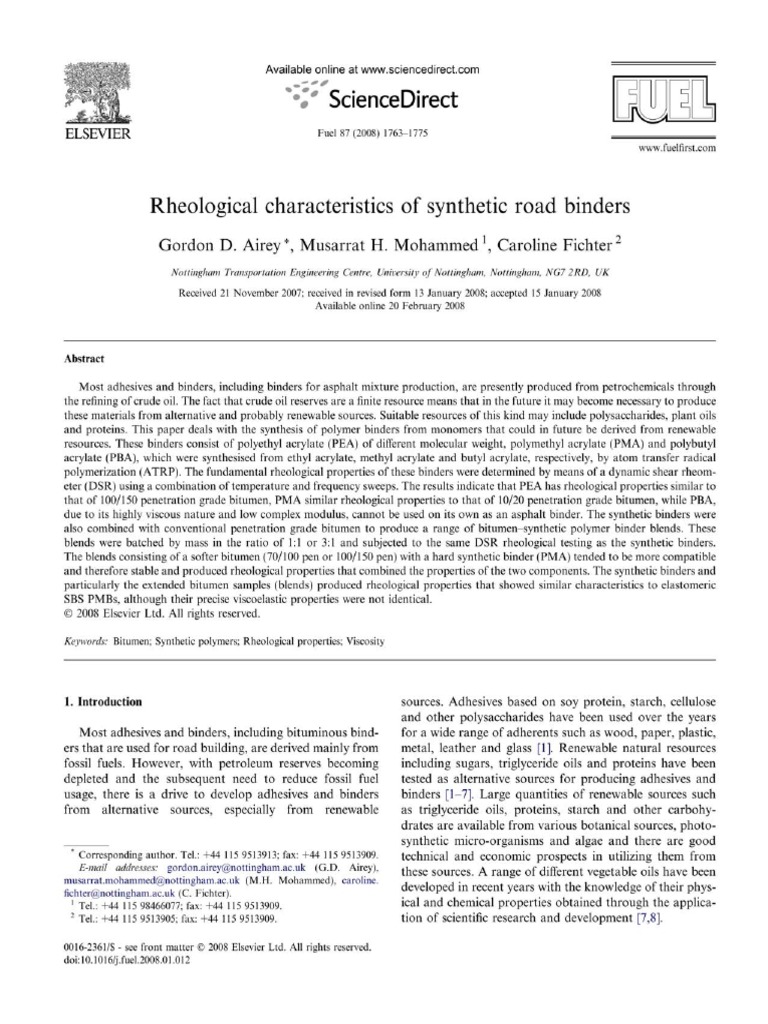 yu！ Rheological Characteristics of Synthetic | PDF