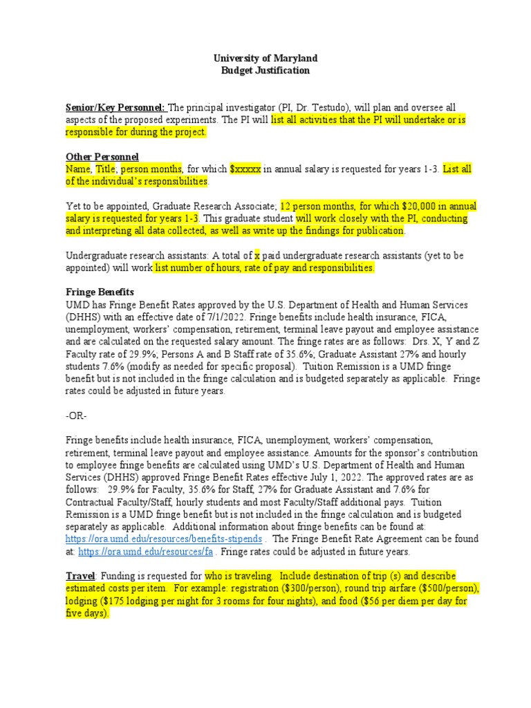 Sample Budget Justification FY23 PDF Employee Benefits Salary