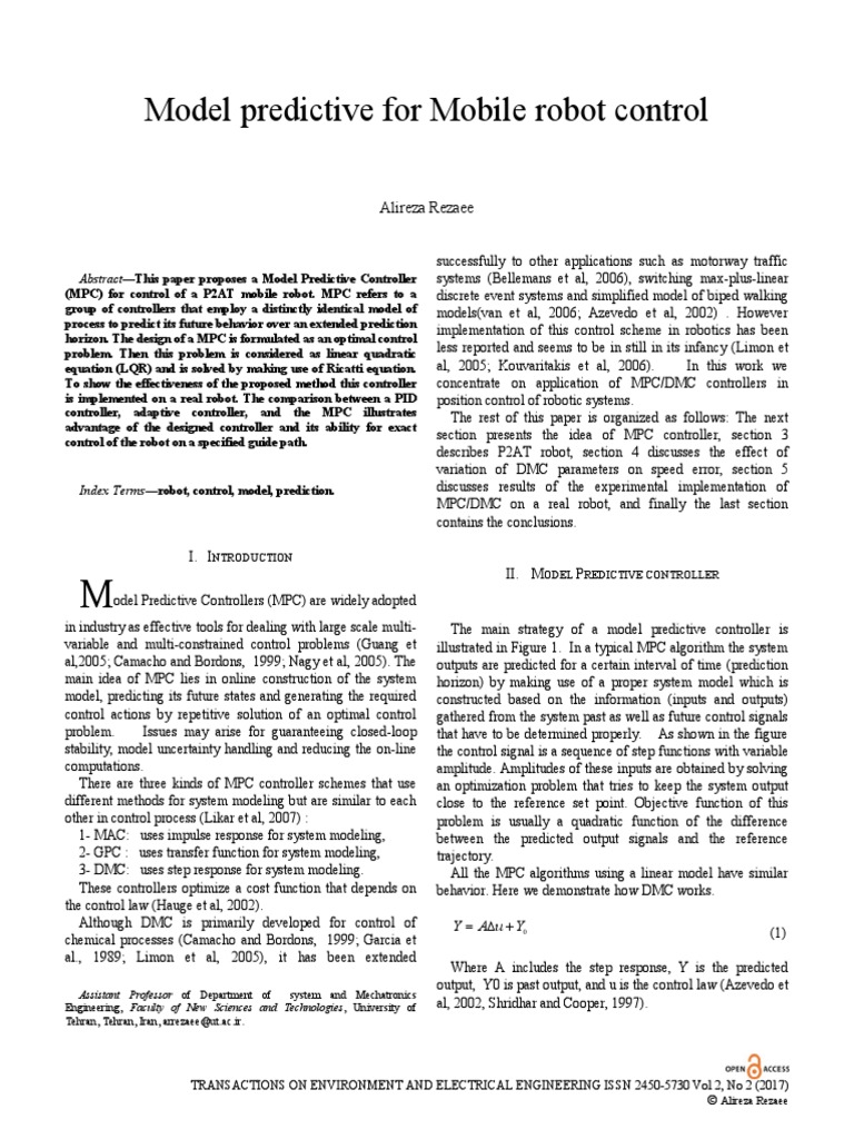 Model Predictive Controller For Mobile Robot PDF | PDF | Control Theory ...