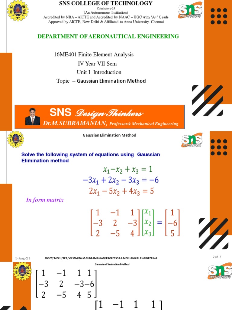 Gaussian Elimination Method Overview | PDF