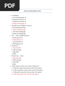 Latihan Soal Pilihan Ganda Adjective Order