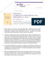 Le Théâtre de Gabriel Marcel - Une Philosophie en Actes (Acta Fabula) - (Acta Fabula)