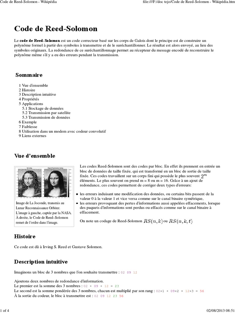 Code Reed Solomon Corrigé _ Code De Reed Solomon – ZCYEN
